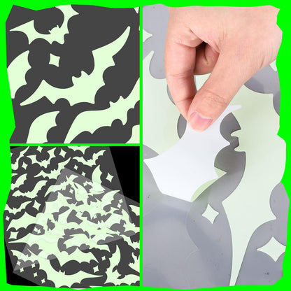 Whaline 3 Sheets Halloween Glow in The Dark Bat Car Decals Spooky Luminous Bat Vinyl Stickers for Bumper Truck Van SUV Car Window Headlamp Taillight