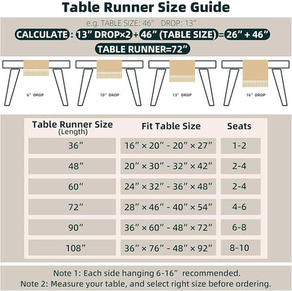 FEXIA Boho Table Runner for Summer Home Coffee Decor with Tassels 36 Inches Long Farmhouse Rustic Table Cloth Cream & Brown Macrame for Kitchen Dining Bedroom Decor Bridal Shower (12x36Inches)