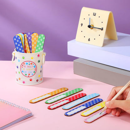 Ireer 122 Pcs Back to School Flip Name Sticks with Box and Sticker for Classroom Talking Flip Sticks Teacher Student Management Grouping Counting Tool Classroom Education Supplies(Paw Print)
