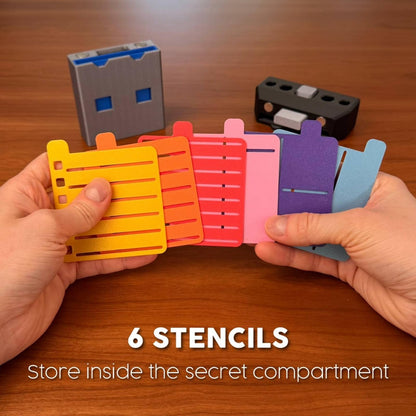 USB Flash Drive Shaped Sticky Note Holder & Pen Organizer, 3D Printed Desk Caddy with Magnetic Compartment, Includes Stencils, for Home Office School, Yellow, Minimalist Style