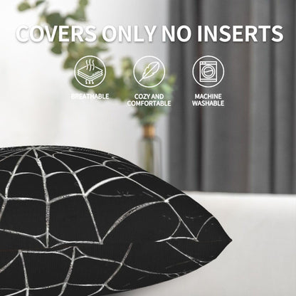 Jbofyee Black and White Spider Web Throw Pillow Cover 18x18 Inch Halloween Spiderweb Decorative Pillow Cases Soft Throw Pillows for Living Room Bedroom Sofa Couch Cushion Cover Set of 2