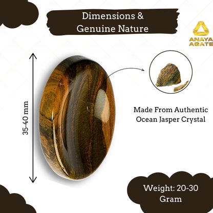 Anaya Agate Ocean Jasper Worry Stones Certified Crystal Thumb Worry Stone for Anguish, Relaxing and Soothing Balance Stones for Meditation, Stress Relief Crystals and Healing Stones for Men, Women