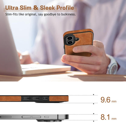 LOHASIC for iPhone 17 Leather Case, Slim Business PU Classic Elegant Style Soft Non-Slip Grip Shockproof Rugged Protective Cover Phone Case for iPhone17 6.3" 2025 - Sand Dune
