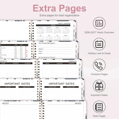 Planner 2026-2027, Weekly and Monthly Academic Planner, July 2026 - June 2027, Hardcover Calendar Agenda Book for School Year Planning, School Supplies for Teacher and Student, A5(6.3'' x 8.5'')