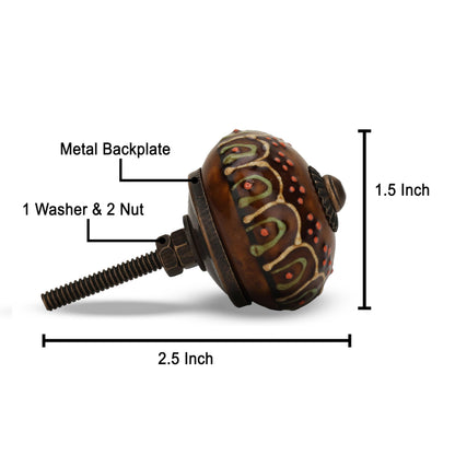 FURNISHFUL FINESSE Dresser Knobs for Cabinets and Drawers Assorted, Dusty Ceramic Knob & Pull Handle for Kitchen Brown Cupboard Wardrobe Decorative Furniture Knobs - Pack of 12, (Dark Brown)