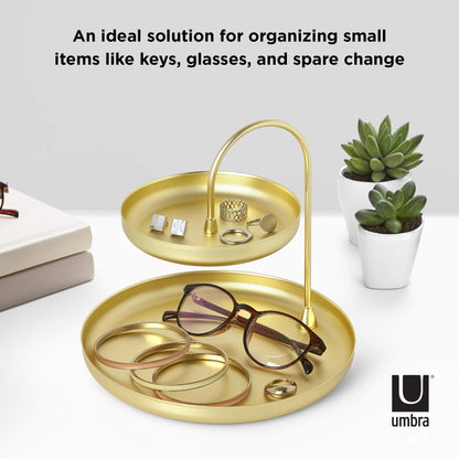 Umbra Poise Large, Double, Attractive Storage You Can Leave Out, Two-Tiered Jewelry Tray, Black