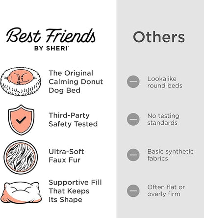 Best Friends by Sheri The Original Calming Donut Dog Bed for Extra-Large Dogs up to 150 lbs, Lux Faux Fur, Oyster, 45" x 45"
