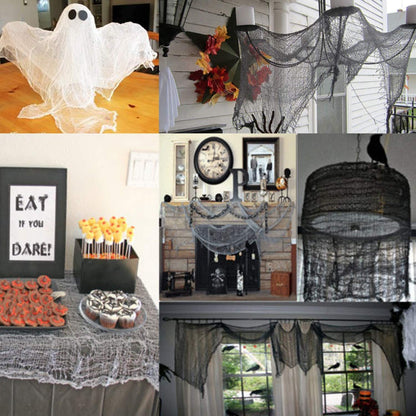 ziyue 5.5 Yards X 40" Hanging Outdoor Indoor Scary Creepy Halloween Office Party Door Window Giant Spider Wall Yard Table car Lawn Cloth Decorations Cheesecloth Fabric(Gray)