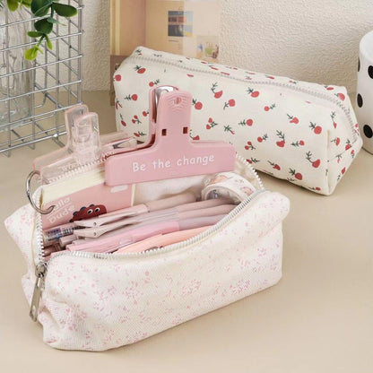 OZAOZ Cute Pencil Case Aesthetic Student Pencil Pouch Coin Pen Pouch Cosmetic Bag Office Stationery Organizer For Kids Teen School (Z-Pink flower)