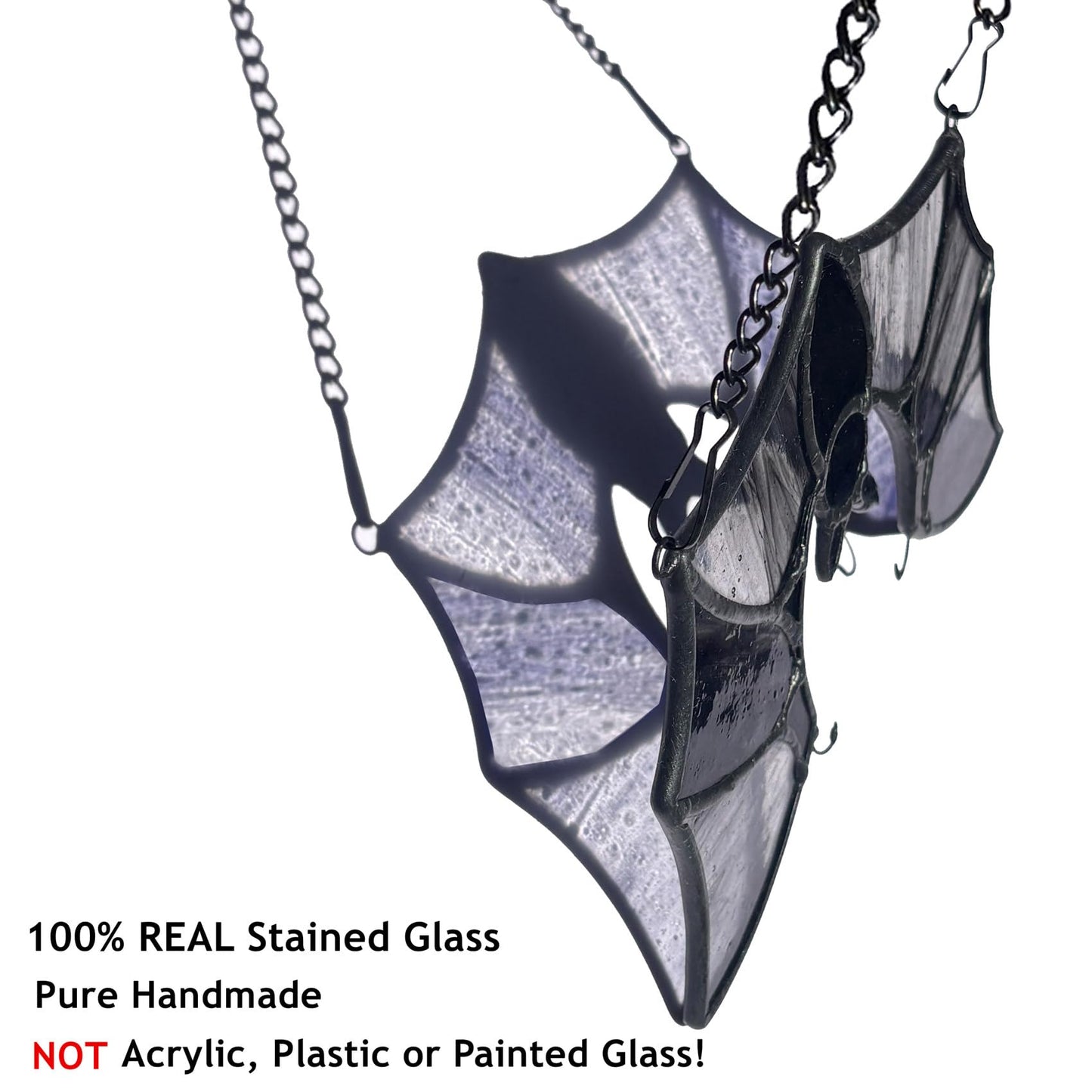 Lcensp Stained Glass Bat Decor Window Hangings Ornament, Gothic Bat Suncatcher Halloween Decorations Gifts, Handmade Occult Sun Catchers Indoor Window Home Decor