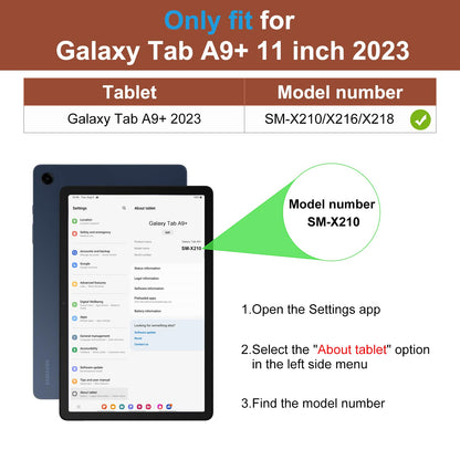 DTTO for Samsung Galaxy Tab A9 Plus 11 inch Case 2023, Premium Leather Business Folio Stand Cover with Hand Strap for Galaxy Tab A9+ 11’’ 2023 Model (SM-X210/X216/X218) - Auto Wake/Sleep, Brown