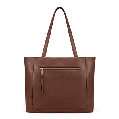 befen Genuine Leather Tote Bag for Women Work, Large Tote Bag with Zipper Real Leather Purse with 15.6" Compartment Womens Designer Shoulder And Handbags For Travel Everyday, Brown