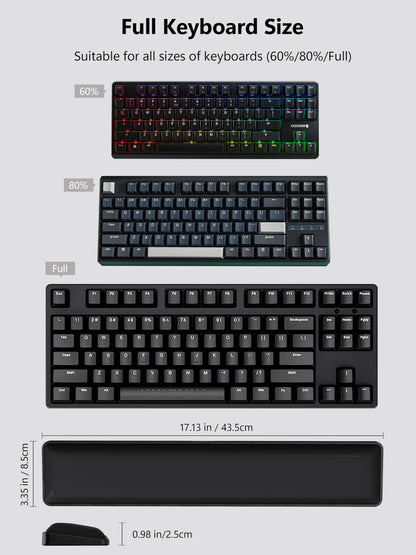 TopMade Keyboard Wrist Rest, Cooling Gel & Upgrade Soft Memory Foam Design Wrist Support for Keyboard, Full-Size Keyboard Hand Rest Pad, Ergonomic Palm Rest for for Long Hours of Work, Gaming, Black