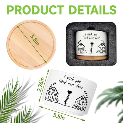 WSLCHOVE Friend Gifts for Women, I Wish You Lived Next Door, Cute Succulent Plant Pot, Flower Planter, Friendship Long Distance Relationship Gifts for Women Best Friend (Plants Not Included)
