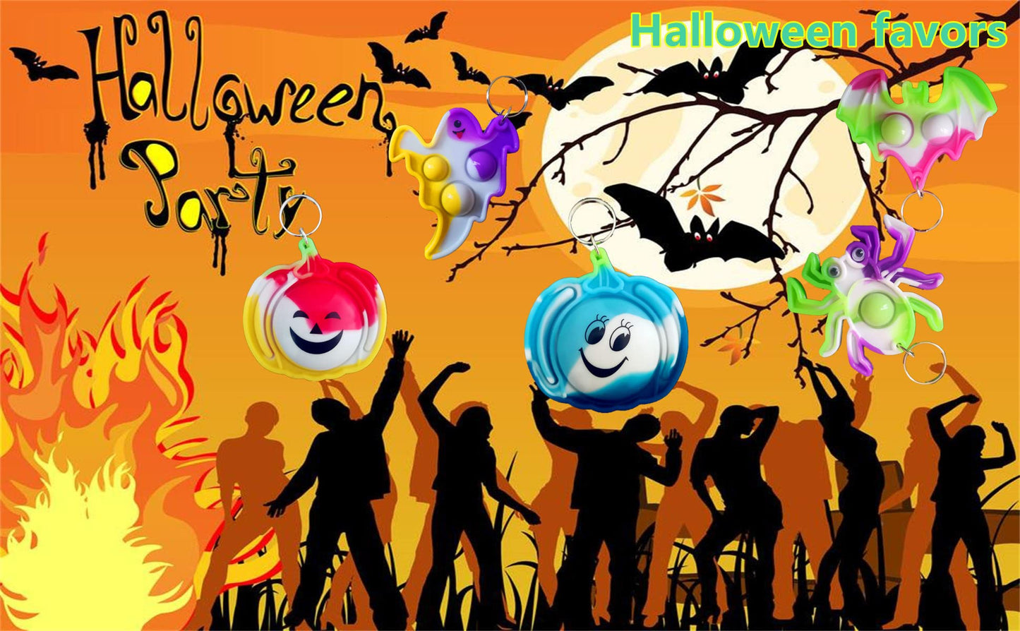 Roaqua 100 packs Bulk Halloween Ghost Pumpkin Spider Bat Fidget Bubble Mini Pop，Halloween Party Favors ， Birthday Supplies and Student Prizes Gifts