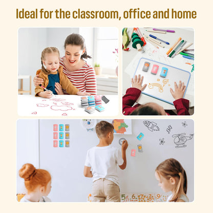 LOUKIN 12 Pack Kid Magnetic Dry Erase Erasers, Mini Whiteboard Eraser, Small Glass Board Eraser for Classroom, Home, Office, 2.17"x1.38"x0.59" (Blue, Pink, Gray)