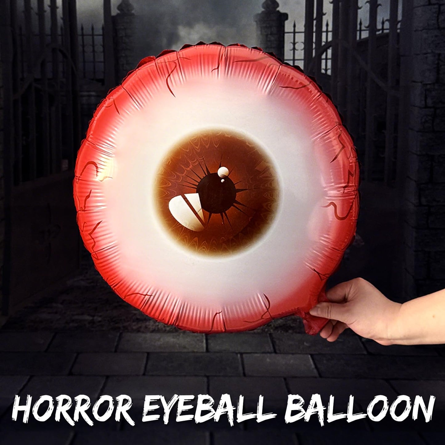 Bloody Scary Halloween Balloon Arch Kit,159Pcs Red Black White Bloody Handprints Balloon Garland with Eyeball Foil Balloons,3D Bat Stickers for Horror Movies Night Killer Birthday Party Decorations