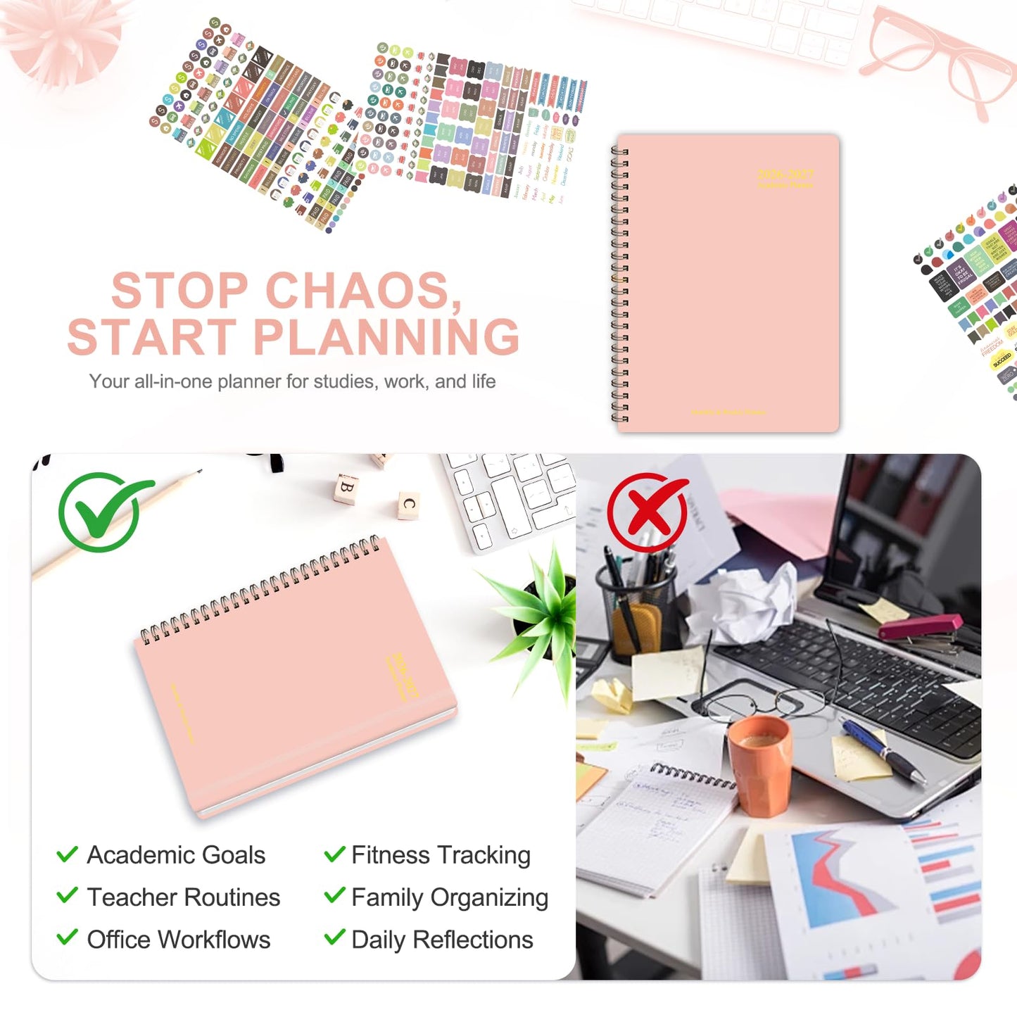 Planner 2026-2027, Weekly and Monthly Academic Planner, July 2026 - June 2027, Hardcover Calendar Agenda Book for School Year Planning, School Supplies for Teacher and Student, A5(6.3'' x 8.5'')