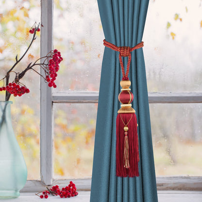 Paired Lantern Single Hanging Ball Tassels Curtains Buckle Sling Binding Lantern Tiebacks Handcrafted Braided Buckle Drapery Curtain Holdbacks Window Treatments for Home