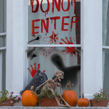 2Pcs Halloween Door Cover Window Poster Decorations Scary Zombie Hands Bloody Handprint Halloween Window Clings for Haunted House Indoor and Outdoor 60" x 60"