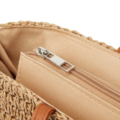 Summer Hand-woven Straw Shoulder Bags for Women Large Woven Beach Tote Purse Vacation Top Handle Handbags with Tassel