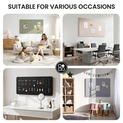 Large Bulletin Board, 60 X 35 Inches Felt Cork Board with 40 Pushpins, Foldable Felt Notice Pin Board Photo Display Board with Self-Adhesive Tape for Office Home School (Sage, 60x35 inch)