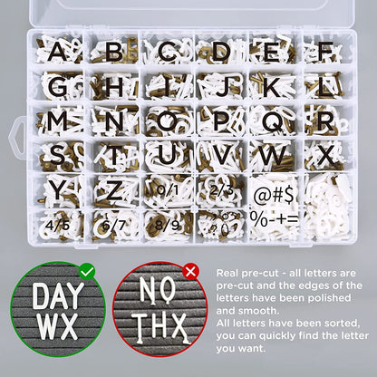 Double Sided Felt Letter Board with Letters - Pre Cut & Sorted 725 letters with Stand, Cursive Style Letters, Big Letters, Plastic Organizer, Tabletop Display, Rustic Farmhouse Wall Decor