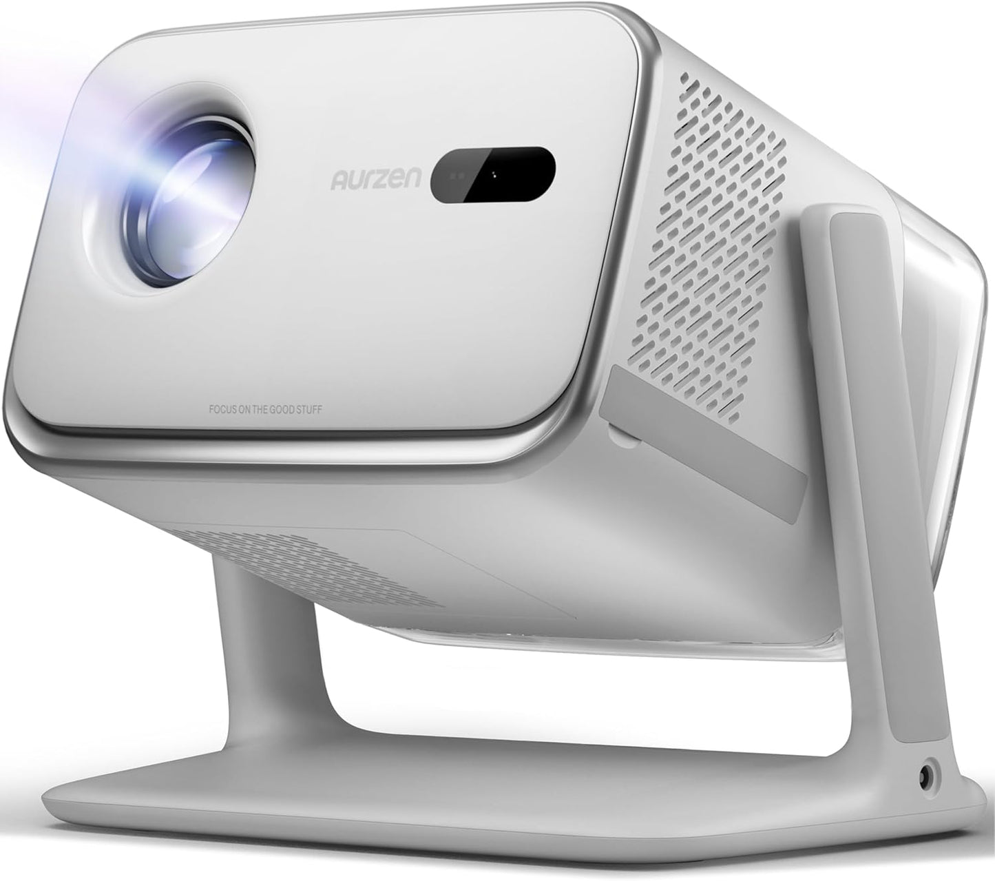 Aurzen BOOM mini Google TV 4K Supported Smart Projector with WiFi and Bluetooth, Outdoor & Home Movie Projector with 20W Speakers DoIby Audio, Real-Time Focus & Keystone, 500 ANSI Lumens, Grey