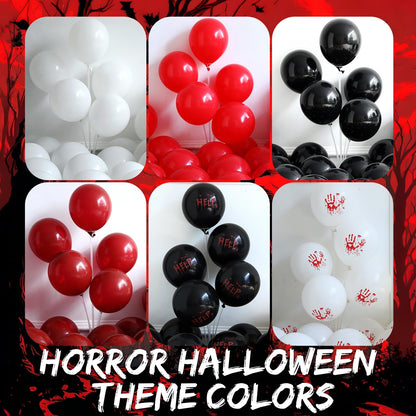 Bloody Scary Halloween Balloon Arch Kit,159Pcs Red Black White Bloody Handprints Balloon Garland with Eyeball Foil Balloons,3D Bat Stickers for Horror Movies Night Killer Birthday Party Decorations