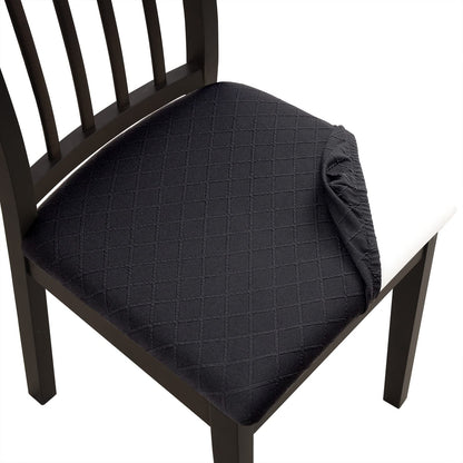 Fuloon Stretch Chair Seat Covers 4 PCS, Removable Washable Dining Chair Covers Anti-Dust Dining Room Seat Cushion Slipcovers (4, Black)