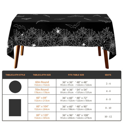 QIALETS 60x120 Inch Halloween Tablecloth Black Spider Web Hollow Bat Cobweb Table Covers for Outdoor Indoor Party Decorations