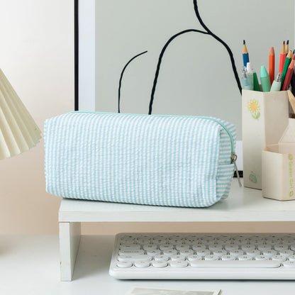 OZAOZ Cute Pencil Case Capacity Pencil Pouch Aesthetic Pen Bag Office Stationery Organizer Simple Sturdy Multifunctional Cosmetic Pouch (blue)