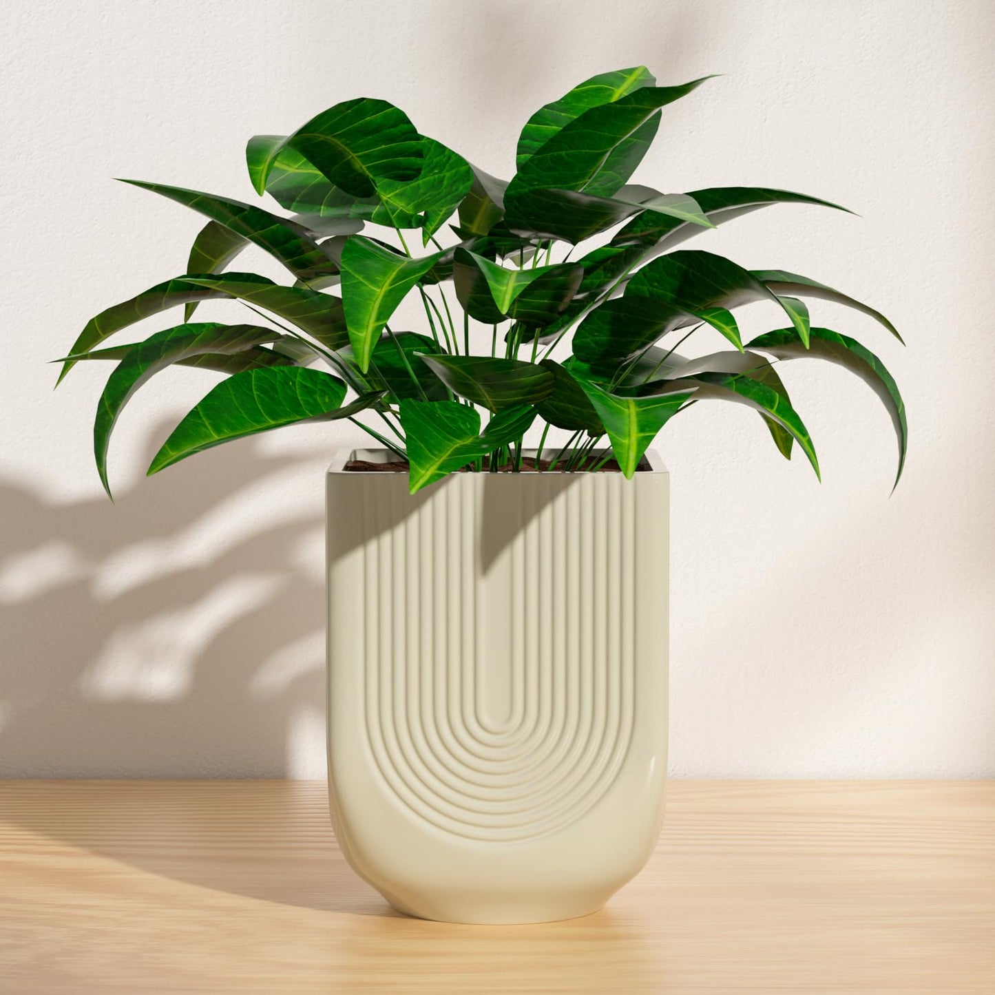 XiHuaer Ceramic Planter, 6 Inch Plant Pot with Drainage Hole, Indoor Outdoor Planter Flower Pots, Ivory Pot for Plants