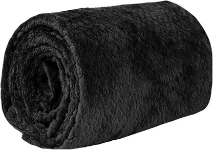 Waffle Knit Textured Throw Blanket Soft for Couch, Sofa, Twin Bed, Kids, Adults, 50” x 60” Chenille Knit Blanket, Boho Throw Blanket for Home Decor 250 GSM (Midnight Black)