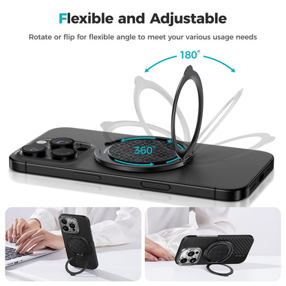BENKS ArmorPop Magnetic Phone Grip & Stand for MagSafe, 360° Rotation Adjustable Phone Ring Holder for iPhone 17/16/15/14/13/12 Series, Durable Kevlar Design