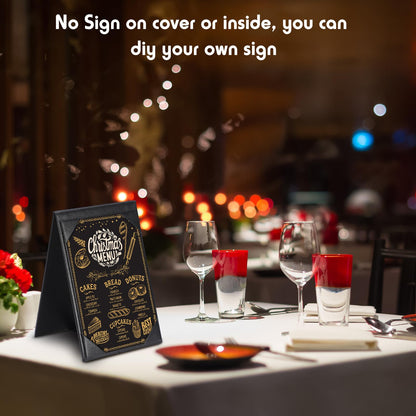 Gerrii Leatherette Table Tents Black PU Leather Menu Covers Bulk Double Sided Frame Sign Holders 2 Side Drink Dessert Menu Folders for Restaurant Coffee Cafe Bar Wedding Supplies(12 Pack,4 x 6 Inch)