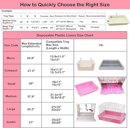 Small Animal Cage Liners Disposable, 50 PCS Rabbit Litter Box Liner Cage Tray Liner Pet Litter Pan Bags Plastic Film Cover for Guinea Pig Bunny Bird Chinchilla Hedgehog (Compact)