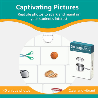 Picture My Picture Go Togethers Flash Card Set – Speech Therapy Tool for Vocabulary, Communication & Thinking, Scratch-Resistant with Activity Guide, Suitable for Education, ESL & ABA – Set of 40
