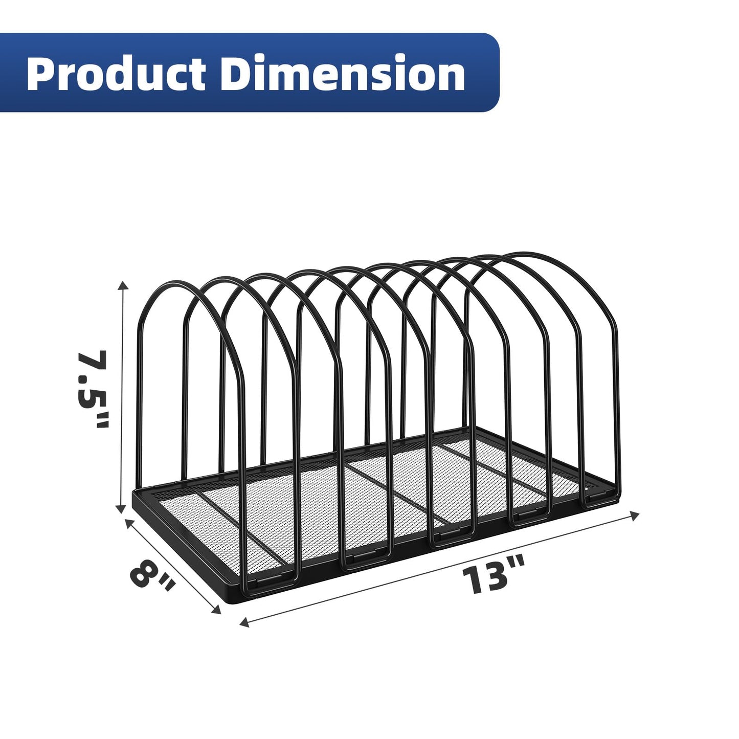 Simple Trending 9 Section Metal File Sorter Organizer for Desk Home Office, Black