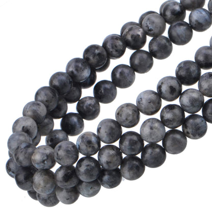 80Pcs Natural Crystal Beads Stone Gemstone Round Loose Energy Healing Beads with Free Crystal Stretch Cord for Jewelry Making (Larvikite Labradorite, 10mm)