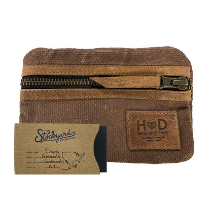 Hide & Drink, Multi-Tool Pocket Pouch, Compact Multipurpose EDC Zippered Bag, Mini Camping Tool Case, Waxed Canvas, Knife Holster, Handmade Slim Organizer, Honey Bourbon