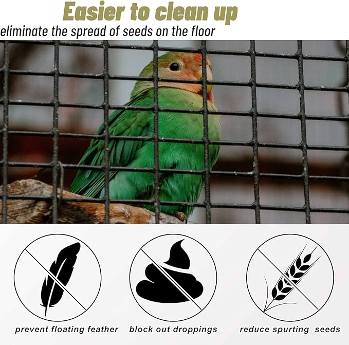 Hakeeta Bird Cage Skirt, Mesh Bird Seed Catcher, Birds Cage Airy Net Cover, Soft Nylon Ventilated Skirt Traps Cage Basket Seed Guard Parrot with Adjustable Drawstring.(Large Size-XL(White)
