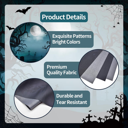 7 x 5 FT Halloween Backdrop - Large Dark Night with Moon, Tombstones Forest Design Wall Hanging Background Spooky Photography Photo Booth Props for Indoor Outdoor Garden Haunted Party Decorations