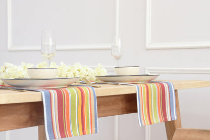 PurpleEssences Plain Striped Cloth Napkins - Set of 12-100% Cotton - 18 x 18 Inch - Spring Easter Summer and Perfect Everyday Use Dinner Napkin - Multi Color