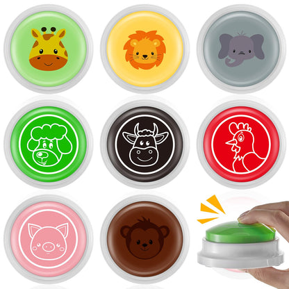 Syhood 8 Pcs Animal Sounds Buzzer for Trivia Games Answer Buzzers Feud Jeopardy Buzzer Button with Lights and Sounds for Party Game Show (Jungle and Farm Style)