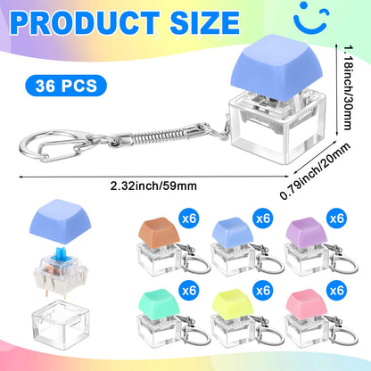 Seeloowy 36 Pcs Keyboard Fidget Clicker Keyboard Keychain Decompression Relief Toys Button Stress Relief Gifts for Adults Pass the Time Office Party Favors (Classic Color)