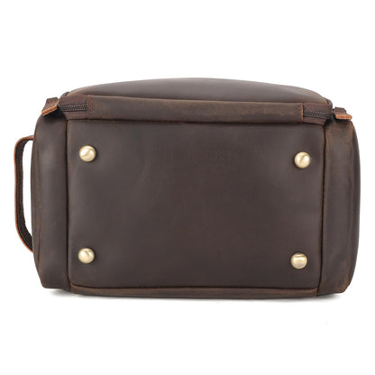 Polare Full Grain Leather Toiletry Case Bag Travel Dopp Kit Organizer Hanging Makeup Cosmetic Shaving Kit Wash Case for Men
