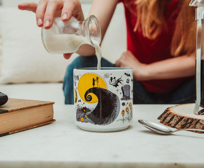 Nightmare Before Christmas Disney The Allover Icons Ceramic Stacking Mug | Large Coffee Cup For Espresso, Caffeine, Beverages, Home & Kitchen Essentials | Cute Tim Burton Gifts | Holds 13 Ounces