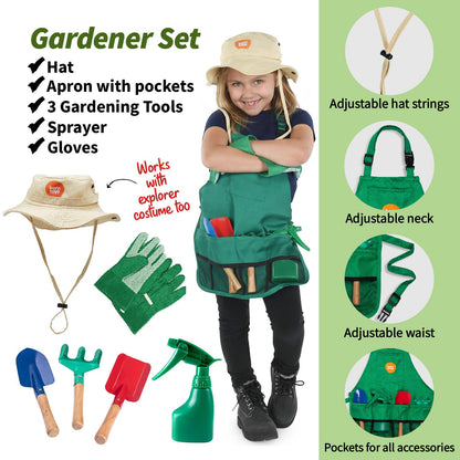 Born Toys 3-in-1 Toddler Dress Up Clothes for Boys & Girls Ages 3-7, Gardener, Farmer, Explorer or Safari Outfit, Pretend Play Career Outdoor Adventure Set, Washable Costumes for Kids, Gift Ready Set