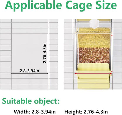 Hamiledyi 2Pcs Automatic Bird Feeder No Mess Bird Cage Feeder Transparent Acrylic Parrot Seed Food Container with Perch Cage Accessories for Parakeet Finch Lovebirds Budgies Canary (Yellow)